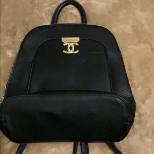 Black leather backpack